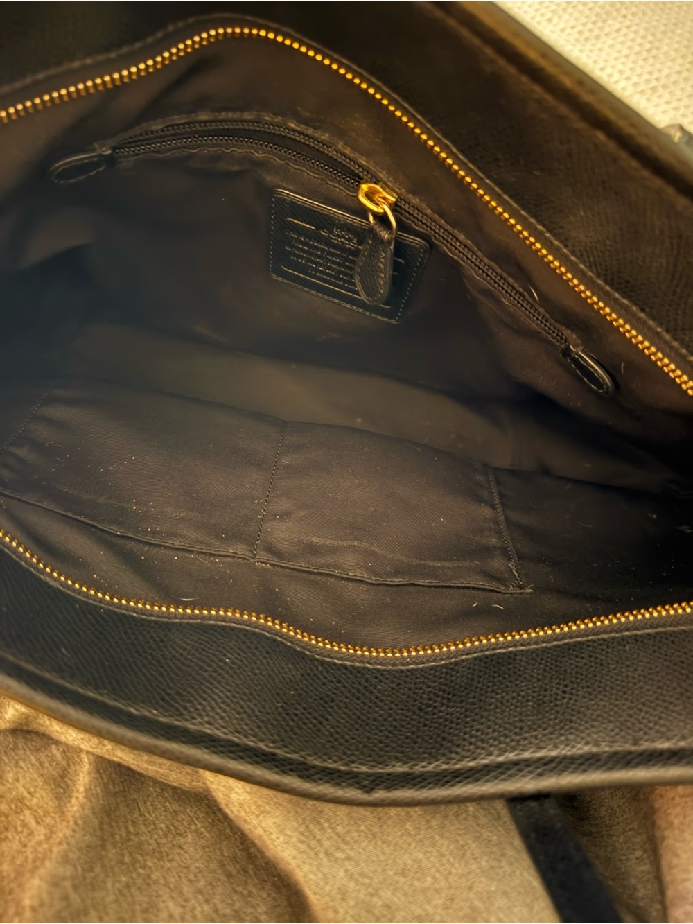 Coach Black Leather Tote with Gold Logo - Picture 6 of 6